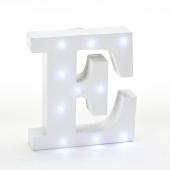 Decostar™ Wooden Vintage LED Marquee Freestanding Letter E - White