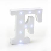 Decostar™ Wooden Vintage LED Marquee Freestanding Letter F - White