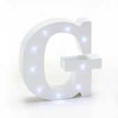 Decostar™ Wooden Vintage LED Marquee Freestanding Letter G - White