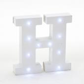 Decostar™ Wooden Vintage LED Marquee Freestanding Letter H - White