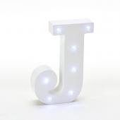 Decostar™ Wooden Vintage LED Marquee Freestanding Letter J - White