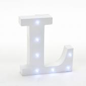 Decostar™ Wooden Vintage LED Marquee Freestanding Letter L - White