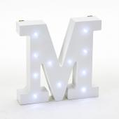Decostar™ Wooden Vintage LED Marquee Freestanding Letter M - White