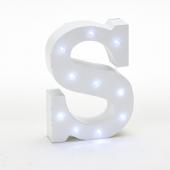 Decostar™ Wooden Vintage LED Marquee Freestanding Letter S - White