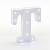 Decostar™ Wooden Vintage LED Marquee Freestanding Letter T - White
