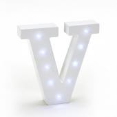 Decostar™ Wooden Vintage LED Marquee Freestanding Letter V - White