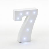 Decostar™ Wooden Vintage LED Marquee Freestanding Number 7 - White
