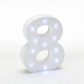 Decostar™ Wooden Vintage LED Marquee Freestanding Number 8 - White