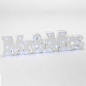 12 x Wooden Vintage LED Marquee Freestanding Mr & Mrs - White