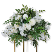 LUXE White Rose & Pompom Green Leaf Mixed Floral Table Centerpiece - 24 Inches