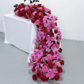 LUXE Red & Purple Rose & Orchid Mixed Table Runner - 95 Inches