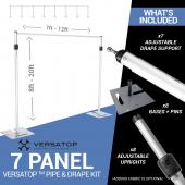 Versatop™ 2.0® - Deluxe 3 Piece 7-Panel Pipe and Drape Kit / Backdrop - 8-20 Feet Tall (Adjustable)