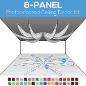 8 Panel Kit - Prefabricated Ceiling Drape Kit - 30ft Diameter - Select Drop, Fabric kind, and Color! Option for all Attachments!