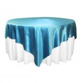 Sleek Satin Tablecloths 90" Square - Aqua Blue