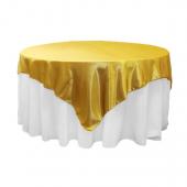 Sleek Satin Tablecloths 72" Square - Bright Gold