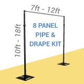 8-Panel Black Anodized pipe and Drape Kit / Backdrop - 10-18 Feet Tall (Adjustable)