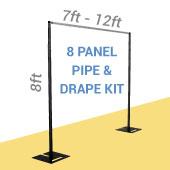 8-Panel Black Anodized Pipe and Drape Kit / Backdrop - 8 Feet Tall (Non-Adjustable)