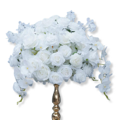 LUXE White Rose & Orchid Cherry Mixed Floral Table Centerpiece - 20 Inches