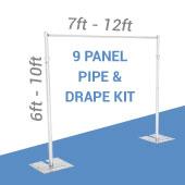 9-Panel Pipe and Drape Kit / Backdrop - 6-10 Feet Tall (Adjustable)