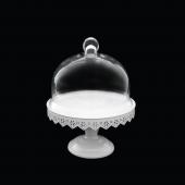 Decostar™ Glass Dome Cover Cake Stand with Metal Stand 11"