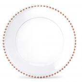 Decostar™ Glass Charger Plate with Rose Gold Beaded Edge - 8 Pieces