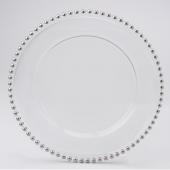 Decostar™ Glass Charger Plate with Silver Beaded Edge 12½" - 8 Pieces