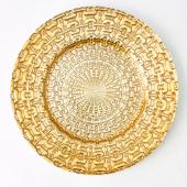 Aztec Glass Charger Plate 13" - 8 Plates - Gold