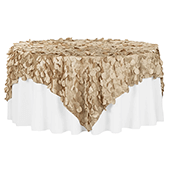 Large Petal Gatsby Circle - Square Table Overlay / Tablecloth - 90" x 90" - Champagne