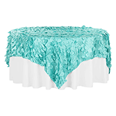 Large Petal Gatsby Circle - Square Table Overlay / Tablecloth - 90" x 90" - Light Turquoise