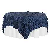 Large Petal Gatsby Circle - Square Table Overlay / Tablecloth - 90" x 90" - Navy Blue