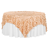Large Petal Gatsby Circle - Square Table Overlay / Tablecloth - 90" x 90" - Peach