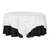 Large Petal Gatsby Circle - Square Table Overlay / Tablecloth - 90" x 90" - White