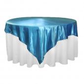 Sleek Satin Tablecloths 72" Square - Aqua Blue