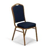 Axiom™ Crown Back Banquet Chair With Gold Frame - Navy Blue Patterned