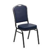 Axiom™ Crown Back Banquet Chair - Silver Vein Frame - Navy Vinyl