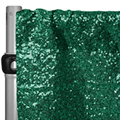 Emerald Green Sequin Backdrop Curtain w/ 4" Rod Pocket by Eastern Mills - 12ft Long x 9.5ft Wide