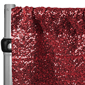 Apple Red Sequin Backdrop Curtain w/ 4" Rod Pocket by Eastern Mills - 10ft Long x 4.5ft Wide