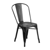 Distressed Indoor Stacking Chair - Black