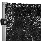 Black Sequin Backdrop Curtain w/ 4" Rod Pocket by Eastern Mills - 10ft Long x 4.5ft Wide