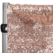 Blush/Rose Gold Sequin Backdrop Curtain w/ 4" Rod Pocket by Eastern Mills - 10ft Long x 4.5ft Wide
