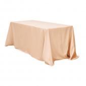 90" x 156" Rectangular 125-130 GSM Polyester Tablecloth - Champagne