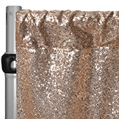 Champagne Sequin Backdrop Curtain w/ 4" Rod Pocket by Eastern Mills - 10ft Long x 4.5ft Wide