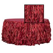 Spiral Taffeta & Organza Table Skirt  - 17 Feet x 30 Inches High - Apple Red