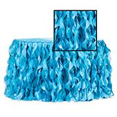 Spiral Taffeta & Organza Table Skirt  - 14 Feet x 30 Inches High - Aqua Blue