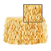 Spiral Taffeta & Organza Table Skirt  - 14 Feet x 30 Inches High - Bright Gold