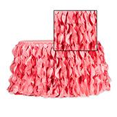 Spiral Taffeta & Organza Table Skirt  - 14 Feet x 30 Inches High - Coral