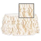 Spiral Taffeta & Organza Table Skirt  - 17 Feet x 30 Inches High - Ivory