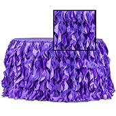 Spiral Taffeta & Organza Table Skirt  - 17 Feet x 30 Inches High - Purple