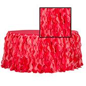 Spiral Taffeta & Organza Table Skirt  - 14 Feet x 30 Inches High - Red