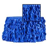 Spiral Taffeta & Organza Table Skirt  - 17 Feet x 30 Inches High - Royal Blue